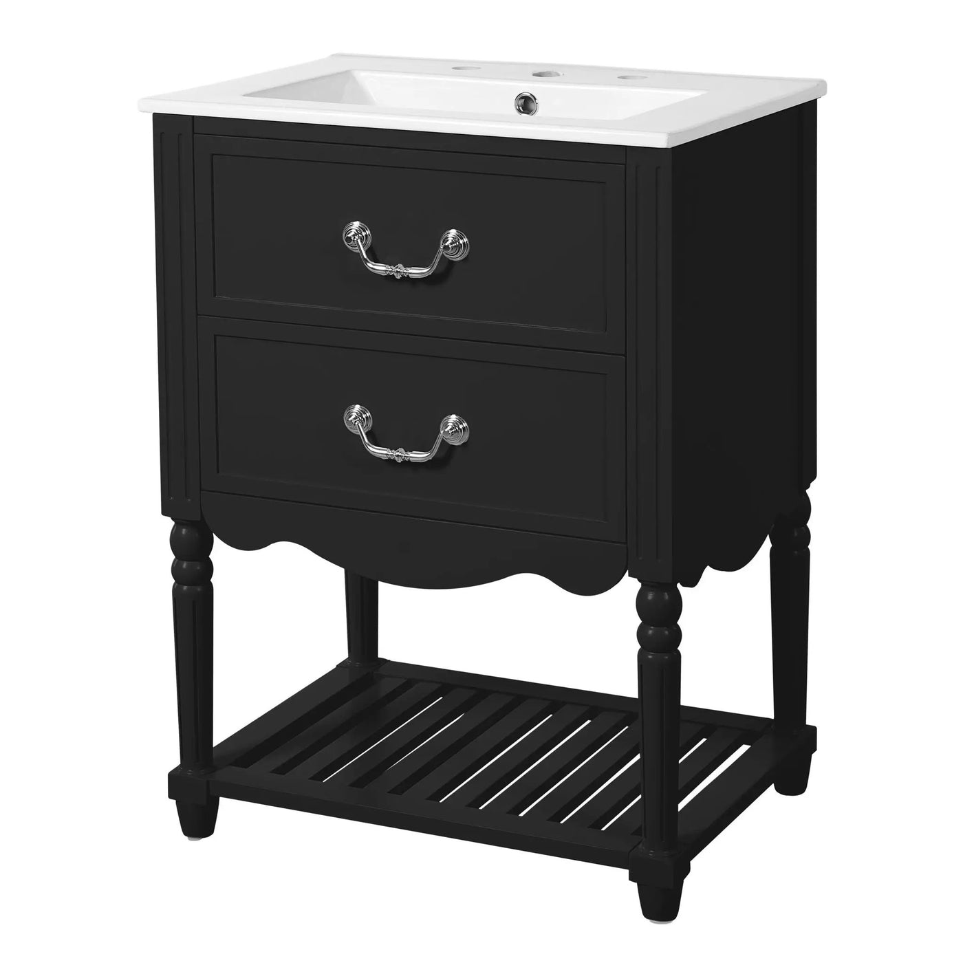 Wave Design Bathroom Vanity With Sink, 2 Drawers And Open Shelf by HouseOfZazla