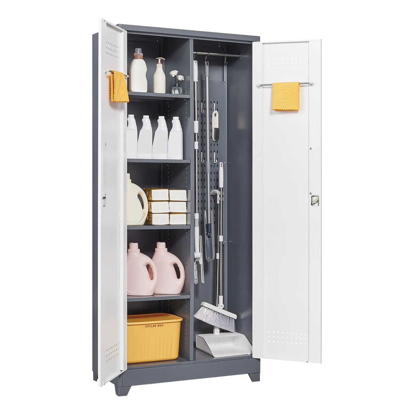 Lockers With Locking Doors, Adjustable Shelves, High Broom Tool Storage Cabinet by HouseOfZazla