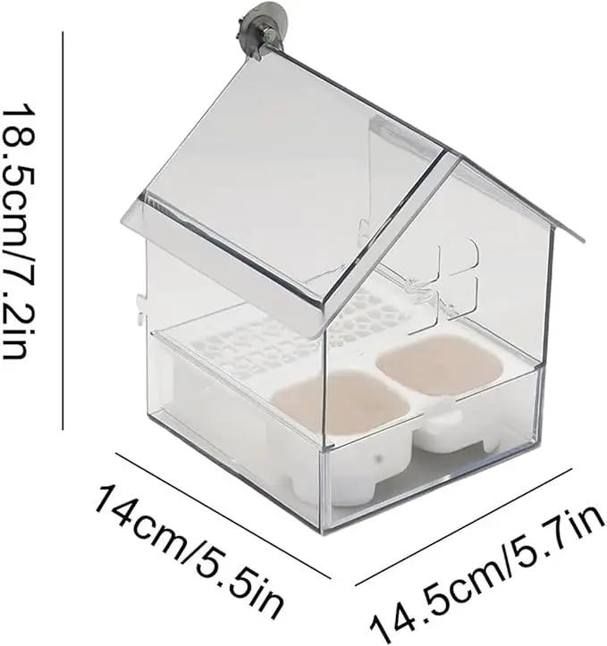 2026 New Pull-Out External Parrot Feeder, Bird Bath for Cage, 7*6*5.5in Bird Feeder House, Transparent Parakeet Cage Accessories, Easy To Fill, Clean, Long-Lasting, for Finch and Hummingbird (White) by GreenHaven Gardens
