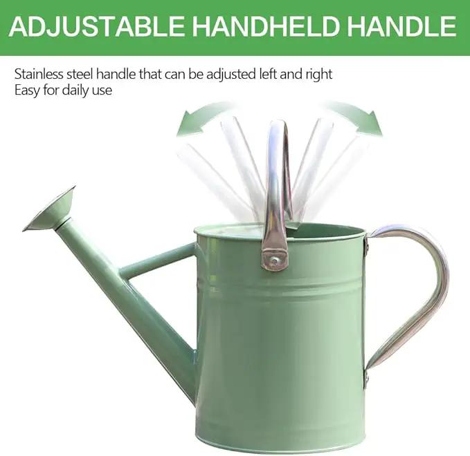 Metal Watering Can, One Gallon Watering Cans Stainless Steel for Outdoor Indoor Garden Plants Watering (Cream Green) by GreenHaven Gardens