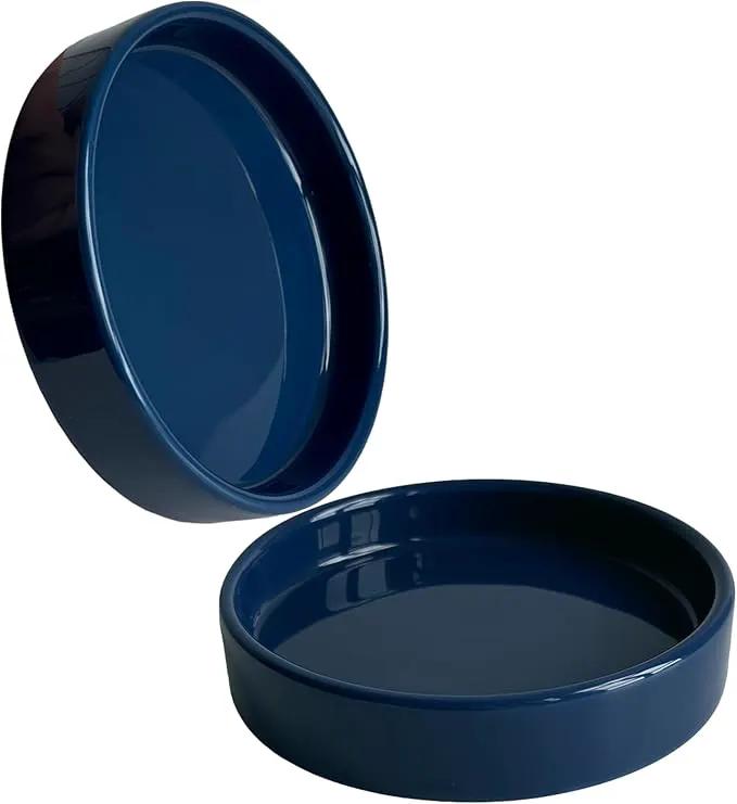 Ceramic Plant Saucer Plant Pot Tray 2 Pack 4.7 6 7 8 9 10 12 13 15 inch Blue, Planter Water Drip Trays for Plant Saucers Indoors, Thick Durable Sturdy Flower Pot Saucers for Glazing Pots Base by GreenHaven Gardens