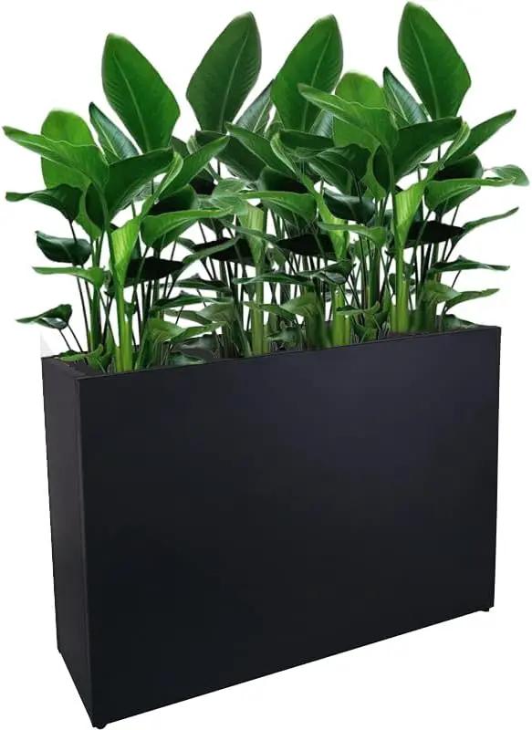 Metal Tall Long Planter Box Large Rectangular Planter Flower Pot with Drainage Holes for Indoor Outdoor Deck Porch Garden Home Patio Front Door (Black, M) by GreenHaven Gardens