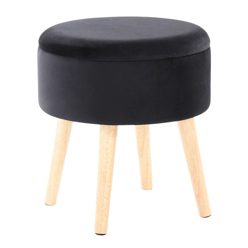 Tray - Contemporary Storage Ottoman With Matching Stool - Black / Natural by Unique Piece Furniture