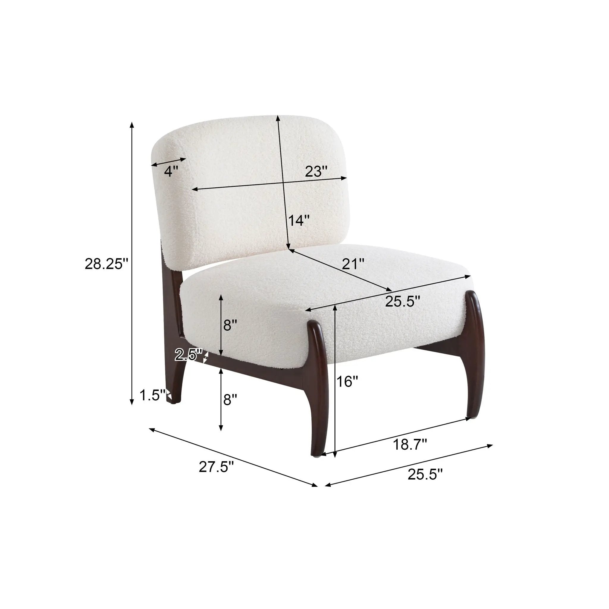 Modern Boucle Lounge Chair With Solid Wood Frame
