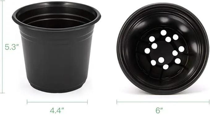 JERIA 100-Pack 0.5 Gallon Plant Nursery Pots, Plastic Pots for Flower Seedling, Flower Plant Container Seed Starting Pot, Come with 100 Pcs Plant Labels(Black) by GreenHaven Gardens
