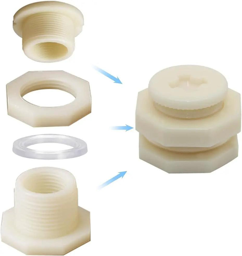1/2 Female ABS Bulkhead Fitting, Plastic Water Tank Connector Adapter Fitting with Plugs for Outdoor rain Barrel Garden Hose Adapter Spigot kit Water Tank Gallon Drain Bucket(Set of 4) by GreenHaven Gardens