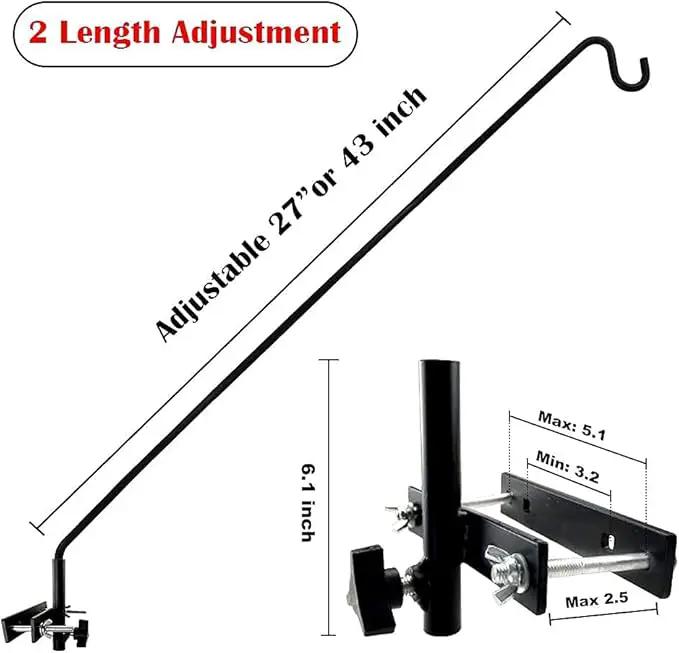 MIXXIDEA Extended Fence Deck Hook Rail Hook Heavy Duty Bird Feeder Hook, 360 Degree Rotary and Length Adjustable Plant Bracket for Bird Feeders, Planters, Suet Baskets, Lanterns, Wind Chimes and More by GreenHaven Gardens