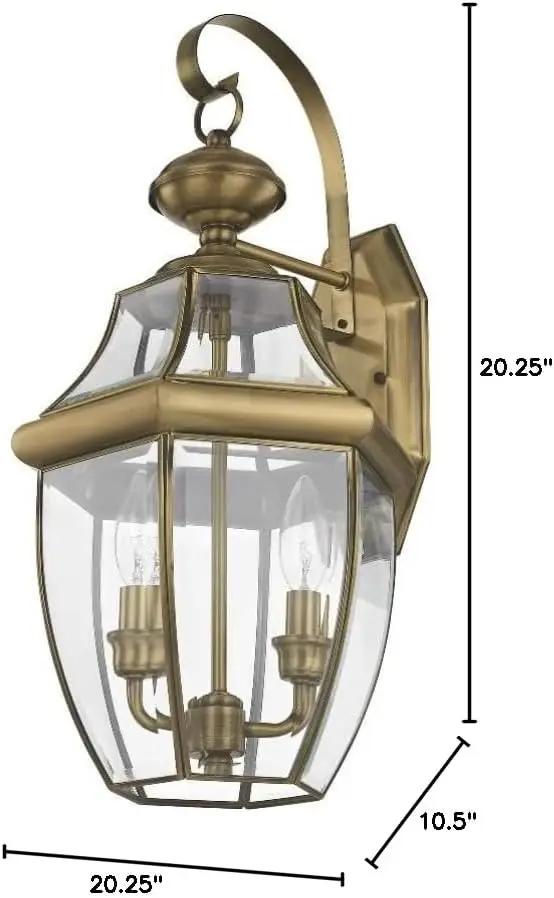 Livex Lighting 2251-07 Monterey 2 Light Outdoor Bronze Finish Solid Brass Wall Lantern with Clear Beveled Glass, 20.25" x 10.5" x 20.25" by GreenHaven Gardens