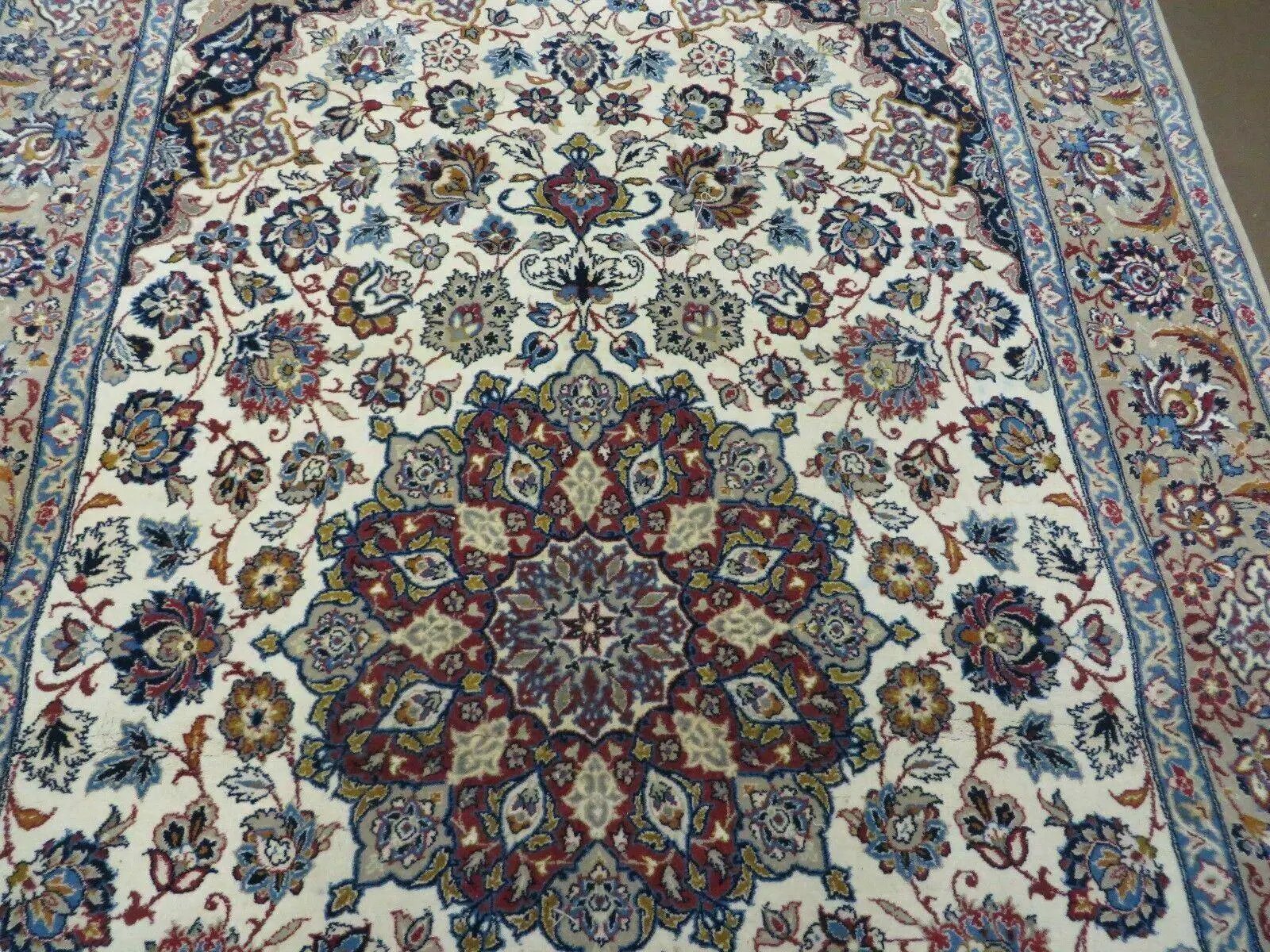 Persian Isfahan Rug 3x6, Fine 650 KPSI, Hand Knotted, Ivory by Jewel Rugs