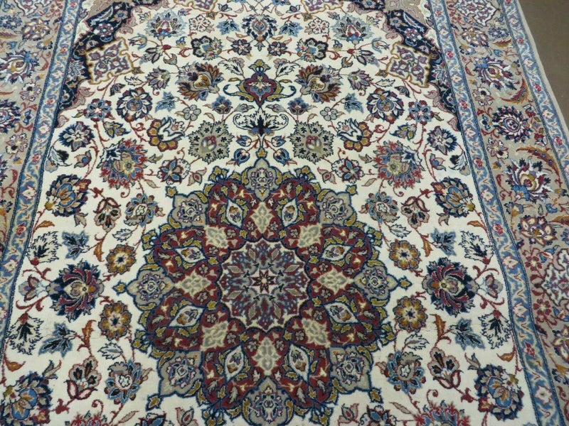 Persian Isfahan Rug 3x6, Fine 650 KPSI, Hand Knotted, Ivory by Jewel Rugs