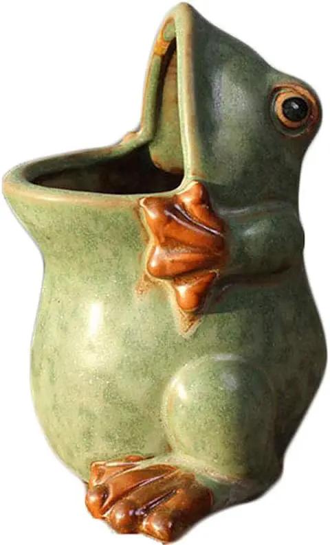 Ceramic Frog Shaped Plant Pot/Bonsai Pot/Flower Pot/Succulent Planter Multipurpose Pot by GreenHaven Gardens
