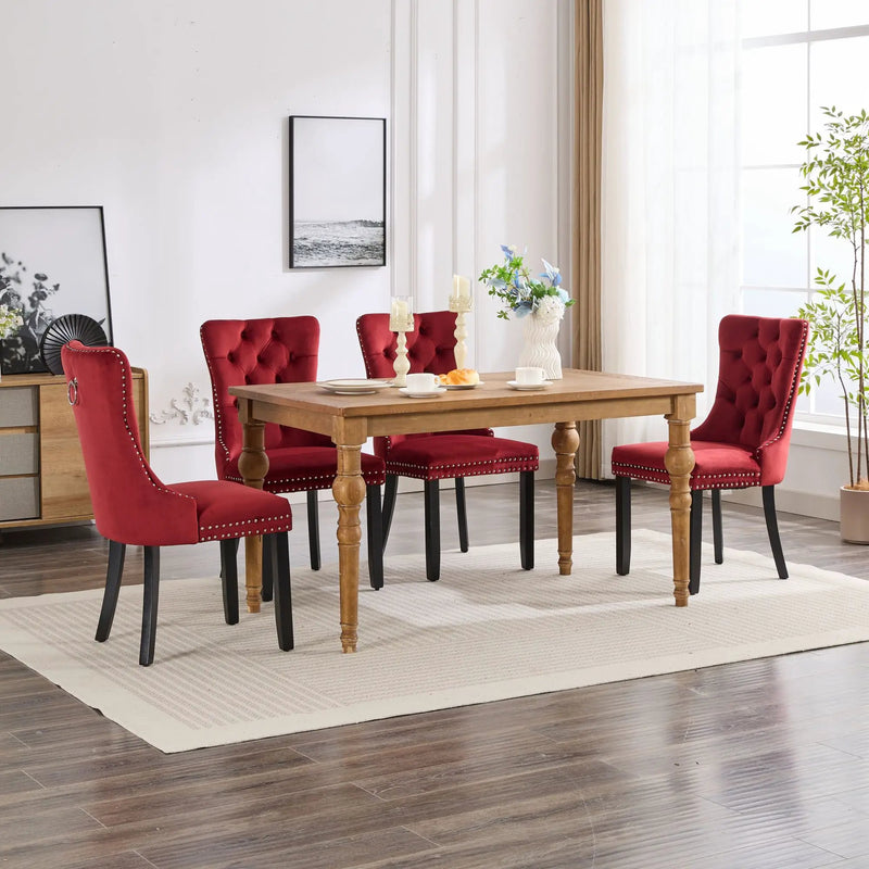 Classic Velvet Dining Chairs - Burgundy (Set of 2) by HouseOfZazla