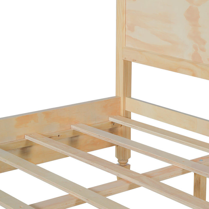 King Size Wood Platform Bed Frame with Classic Panel Headboard by HouseOfZazla