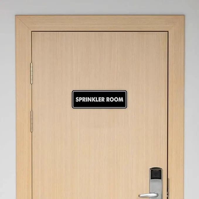 Signs ByLITA Standard Sprinkler Room Sign (Ivory/Dark Brown) - Medium 2 Pack by GreenHaven Gardens