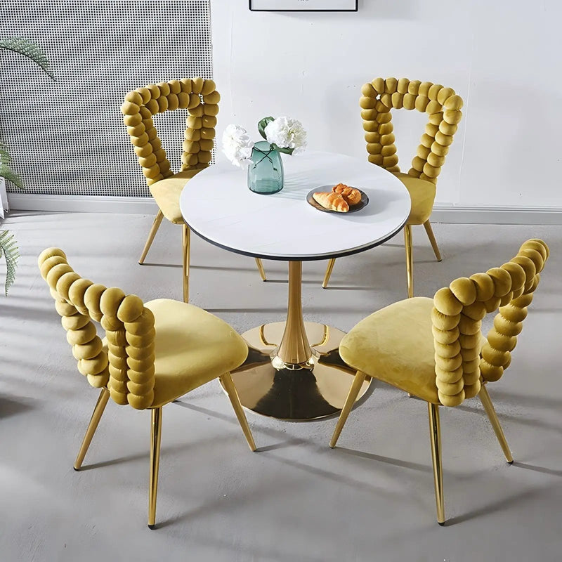 Modern Chair With Iron Tube Legs, Soft Cushions And Comfortable Backrest, Suitable For Dining Room, Living Room, Cafe, Hairball Back by Unique Piece Furniture