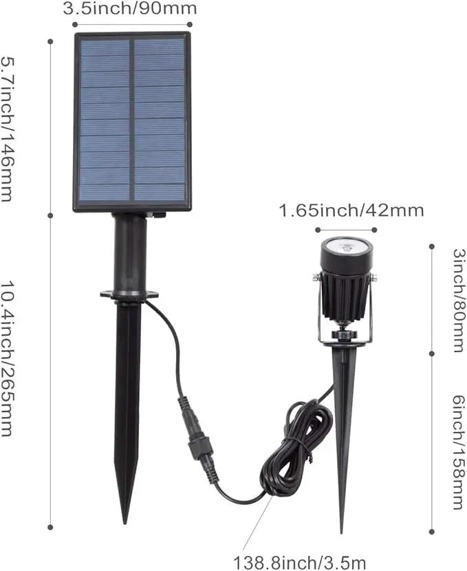 T-SUNUS 4 Pack Solar Landscape Spotlights - Blue, Waterproof IP65, 9.8ft Cable, 2000mAh Solar Panel, Auto On/Off for Garden, Driveway, Pathway, Pool Area by GreenHaven Gardens