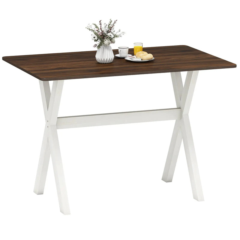 Modern Dining Table Wooden Kitchen Table with X-shaped Frame-White by DirectDeals