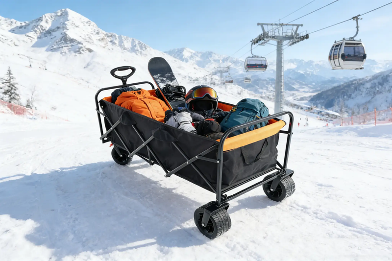 Big Large Capacity Folding Wagon Cart with Extender (Black + Orange) by HouseOfZazla