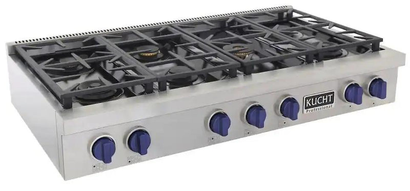 Kucht 48" Inch Gas Sealed Burner Rangetop, KFX489T-B by Farmhouse Kitchen and Bath
