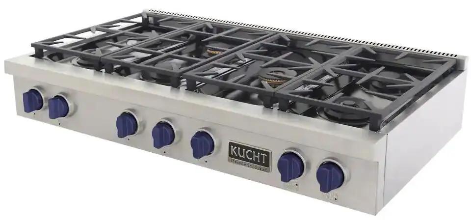 Kucht 48" Inch Gas Sealed Burner Rangetop, KFX489T-B by Farmhouse Kitchen and Bath