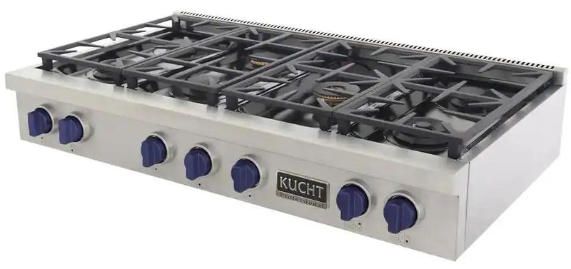 Kucht 48" Inch Gas Sealed Burner Rangetop, KFX489T-B by Farmhouse Kitchen and Bath