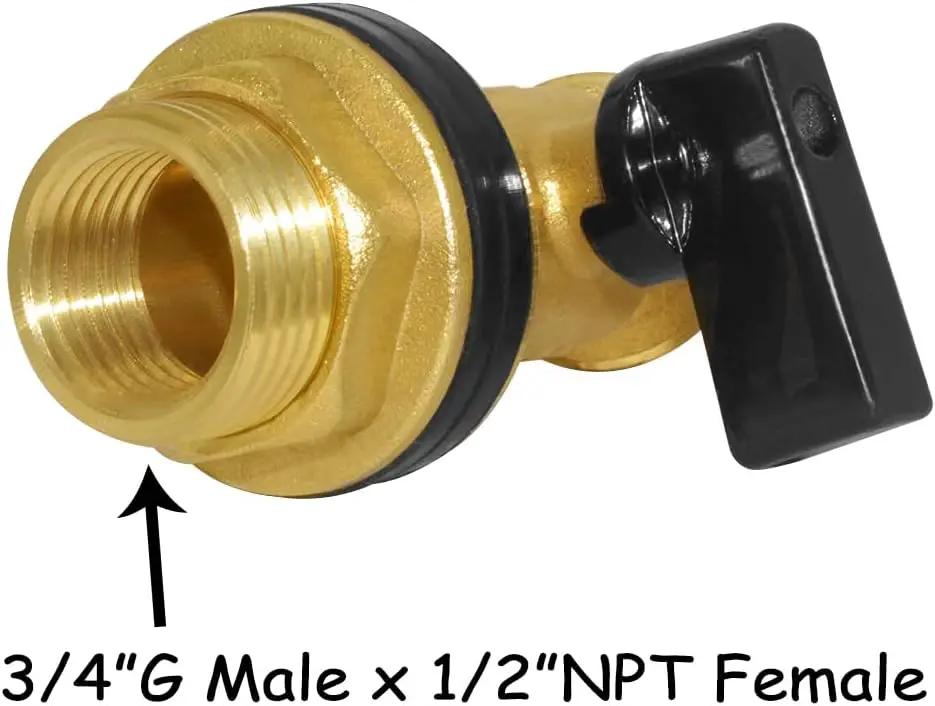 Brass Water Container Rain Barrel Faucets Spigot 3/4" G Male Thread Large Inlet to 3/4" GHT Male Thread Outlet with Quarter Turn Ball Valve Include Bulkhead Fitting and Washers 2PCS by GreenHaven Gardens