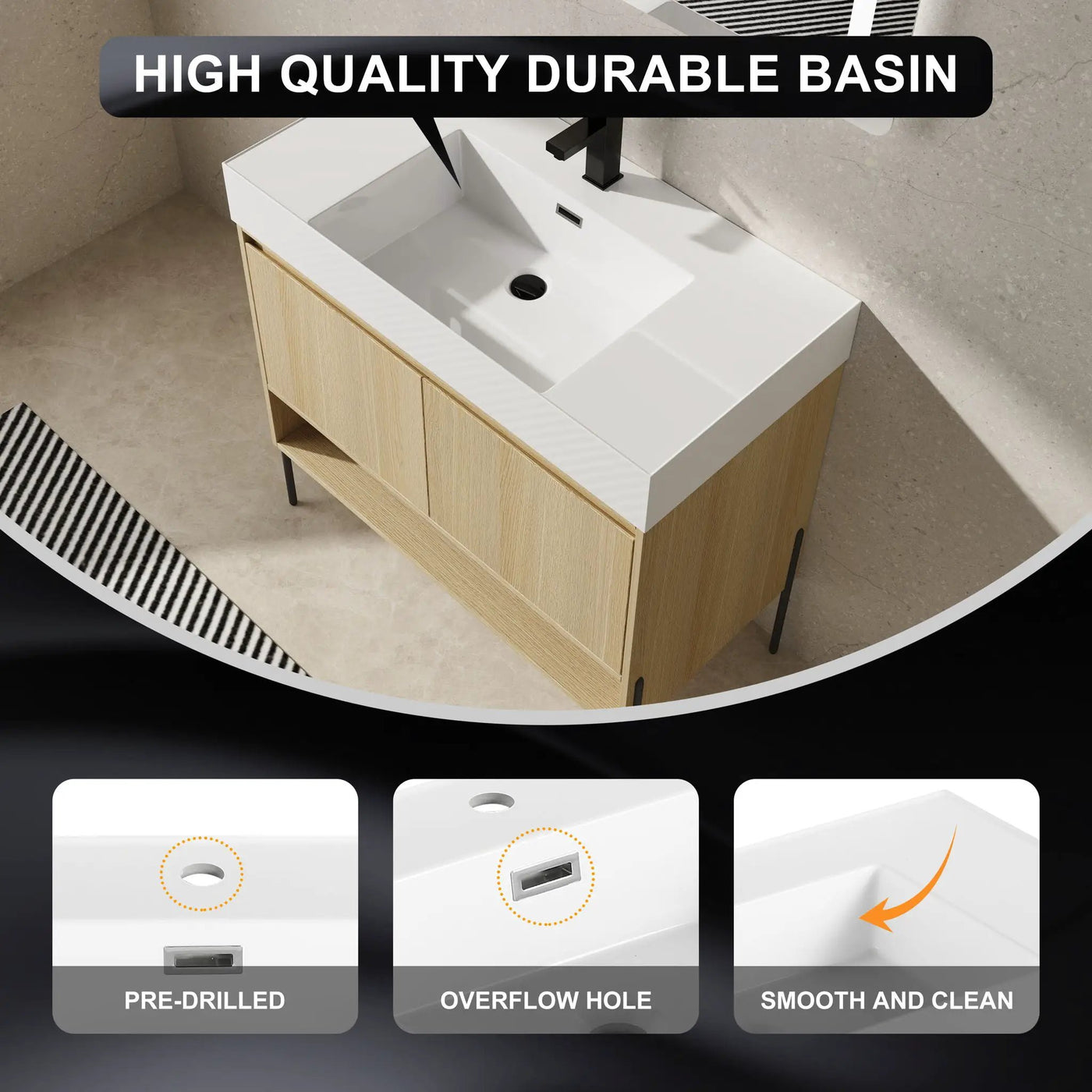Modern Bathroom Vanity Combo With Single Resin Sink And Storage Cabinet by HouseOfZazla