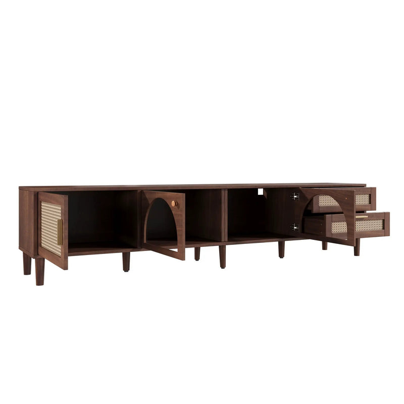 TV Stand For TVs Up To 90", Media Console With App Controlled LED Lights, 2 Drawers & Door Storage - Dark Brown by HouseOfZazla