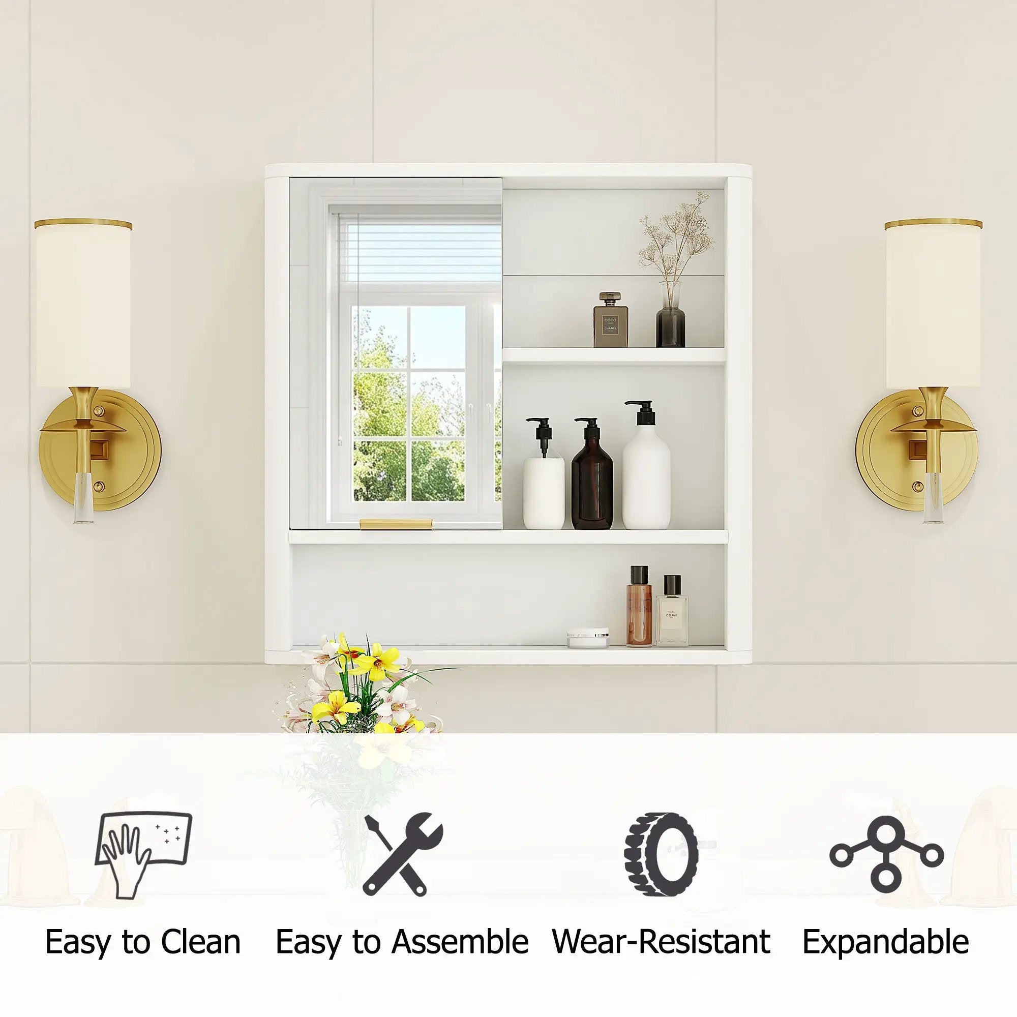 Modern Bathroom Mirror Cabinet with Open Shelves by HouseOfZazla