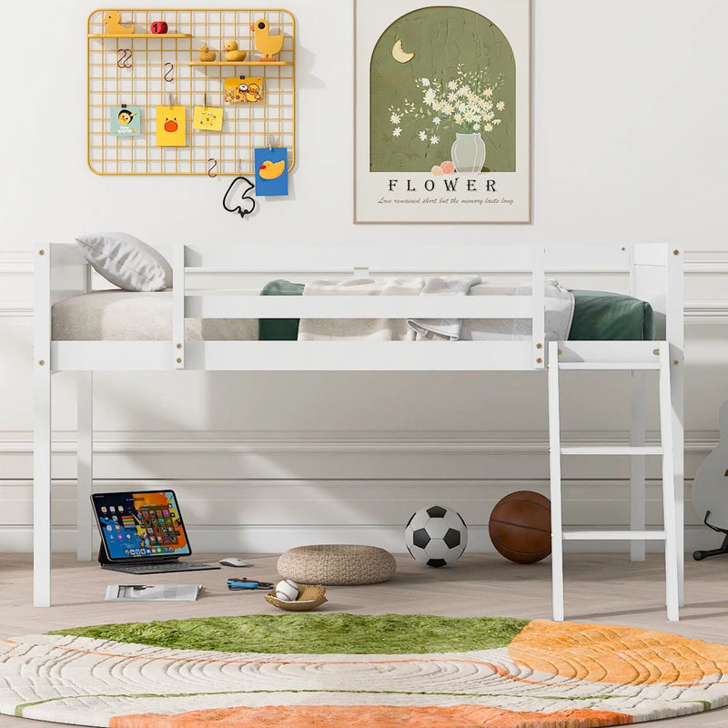 Low Loft Bed With Adjustable Ladder by Unique Piece Furniture
