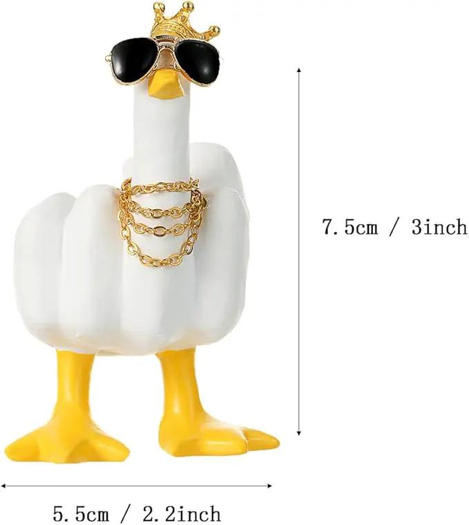 Accddio Middle Finger Duck Decor, Funny Middle Finger Resin Garden Statue, Duck You Cool Fun Gag Gift for Home Office Desk (White) by GreenHaven Gardens