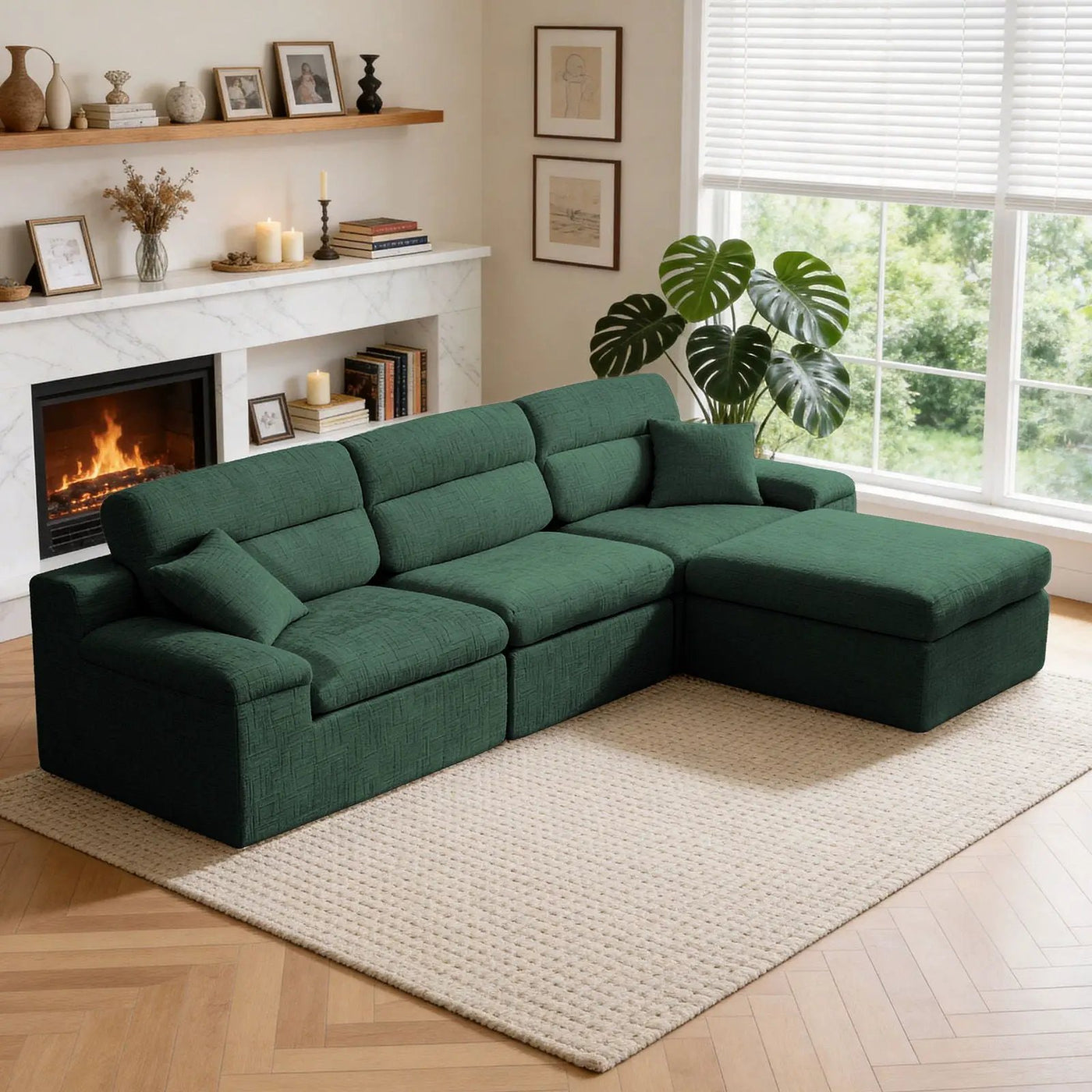 Corner Chaise Sofa With High Backrest by HouseOfZazla