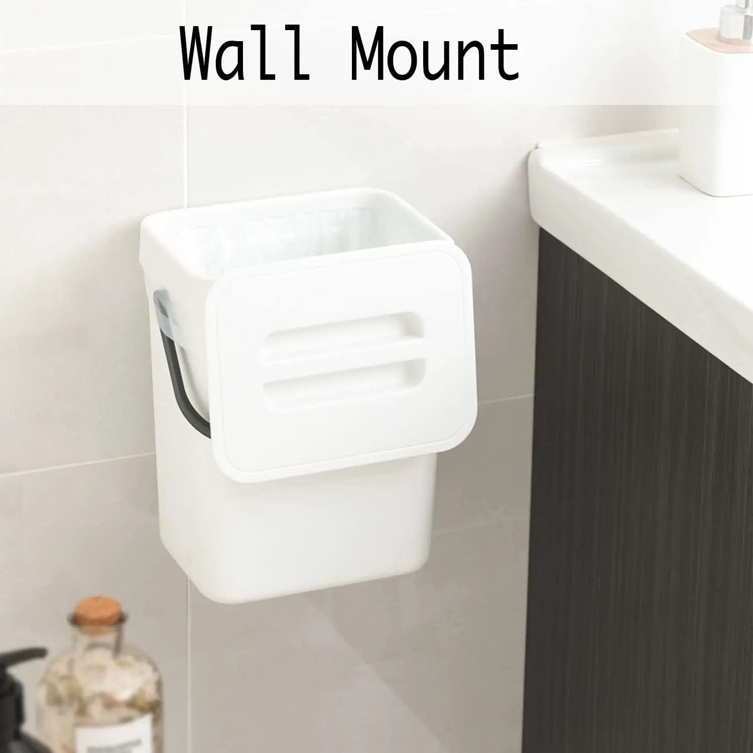 LALASTAR Compost Bin Indoor Kitchen Sealed, Hanging Small Trash Can with Lid Under Sink for Kitchen, Food Waste Bin for Countertop, Mountable Garbage Can for Bathroom, RV, 5L/1.3 Gal, White by GreenHaven Gardens