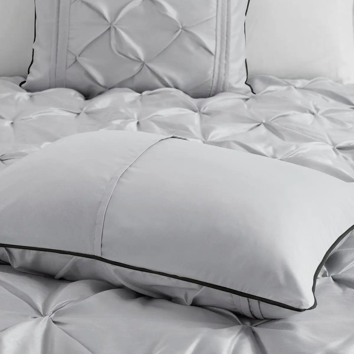 7 Piece Tufted Comforter Set Grey Full by HouseOfZazla