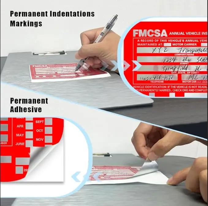 Goldenfox DOT Inspection Forms and Stickers,50-Pack,3-Ply Carbonless Annual Vehicle Inspection Report Form(8.5" x 11.75) with Red Exterior Aluminum Inspection Label(6"x3.5"), Permanent Adhesive. by GreenHaven Gardens