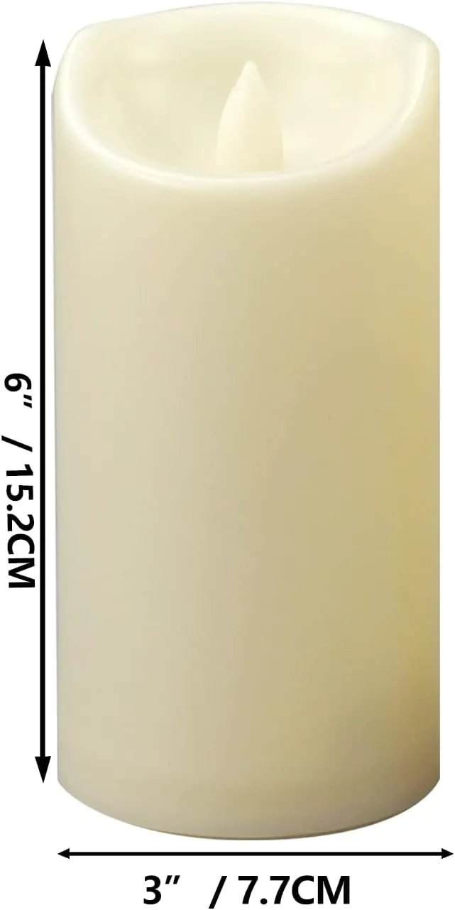 Waterproof Outdoor Battery Operated Flameless Pillar Candles with Timer White Plastic Realistic Flickering Fake Electric LED Lights for Lantern Garden Wedding Christmas Decorations 3”x6” 2 PCS by GreenHaven Gardens