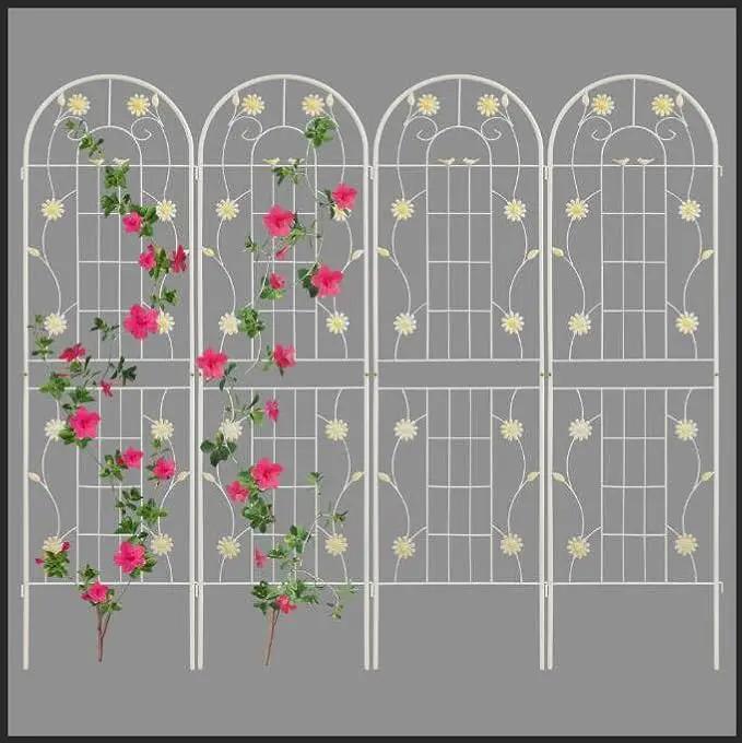 LZRS 4 Pack 71x20in Rustic Iron Arch Decoration Garden Trellis with Black Metal Coating – Perfect for Supporting Climbing Plants Outdoor, Roses, Vines, Flowers, and Vegetables. by GreenHaven Gardens