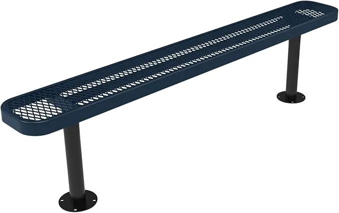 Coated Outdoor Furniture Heavy-Duty Outdoor Bench Thermoplastic Coated, Expanded Metal, Commercial-Grade Seating, Made in America (Surface Without Back, 6 Ft, Dark Blue) by GreenHaven Gardens