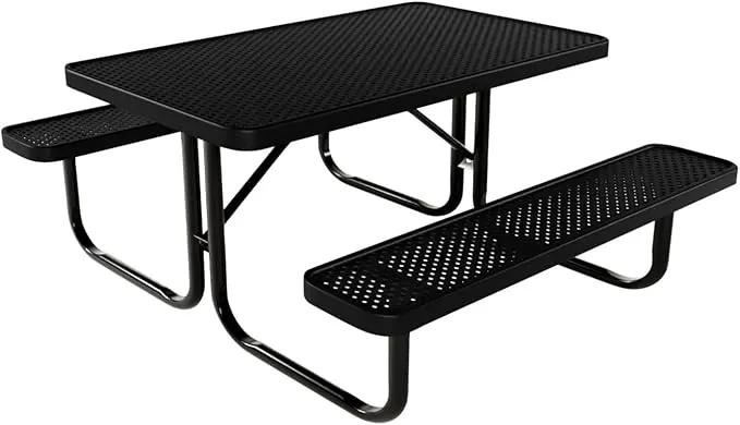 Coated Outdoor Furniture Heavy-Duty Portable Outdoor Kids Table, Punched Steel Kids Picnic Table, Commercial-Grade Picnic Table, Made in America (4ft Rectangular, Childrens, Textured Black) by GreenHaven Gardens