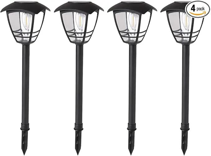 Maggift 4 Pack Vintage Solar Pathway Lights LED Bulbs Solar Powered Garden Walkway Lights for Outdoor Lawn, Patio, Yard, Walkway, Driveway , 15 Lumen by GreenHaven Gardens