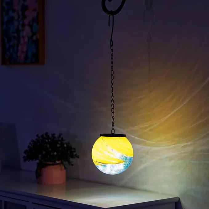 Hanging Solar Lanterns Outdoor Waterproof, Gazing Ball Globe Solar Lantern, Hanging Glass Lantern for Garden Yard Tree Outdoor Decoration by GreenHaven Gardens