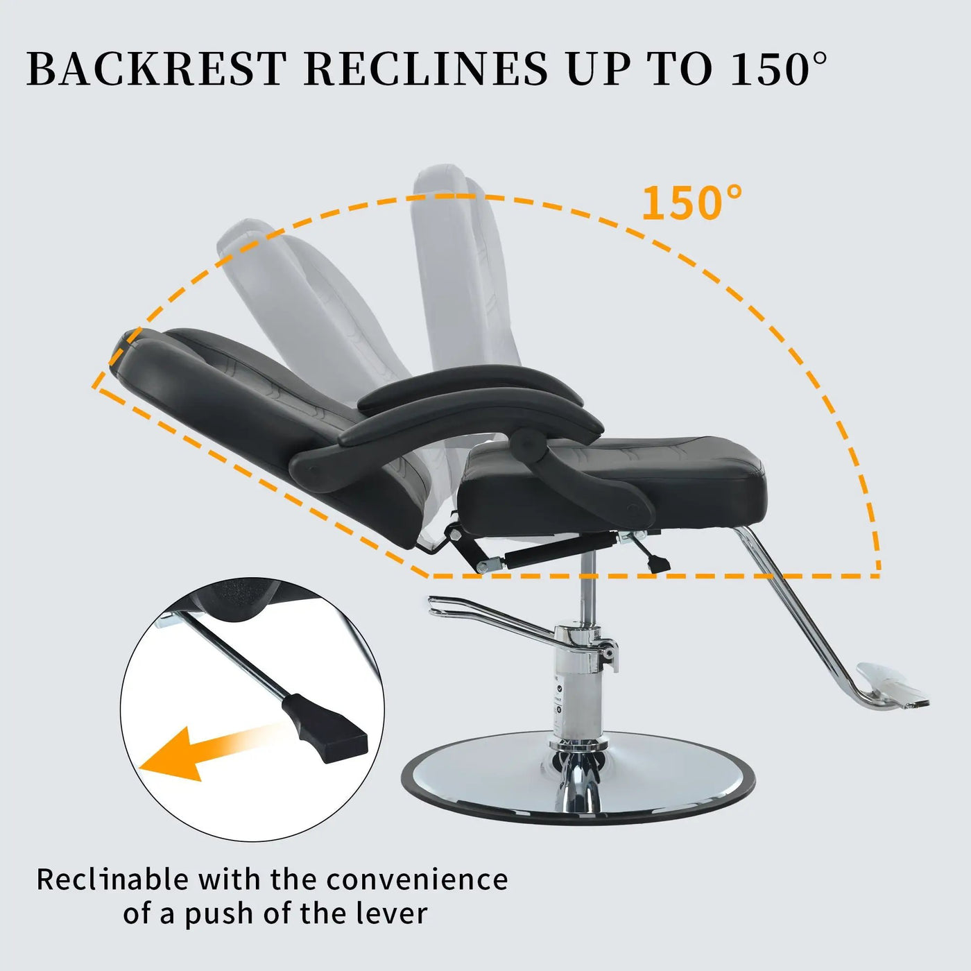 Classic Reclining Barber Chair Salon Chair For Hair Stylist With Heavy Duty Hydraulic Pump, 360° Rotation, Tattoo Chair Shampoo Beauty Salon Equipment, Max Load Weight 330 Lbs by HouseOfZazla