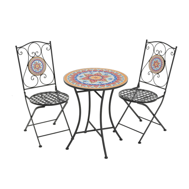 Lambert Outdoor Chat Set - Black / Red by HouseOfZazla