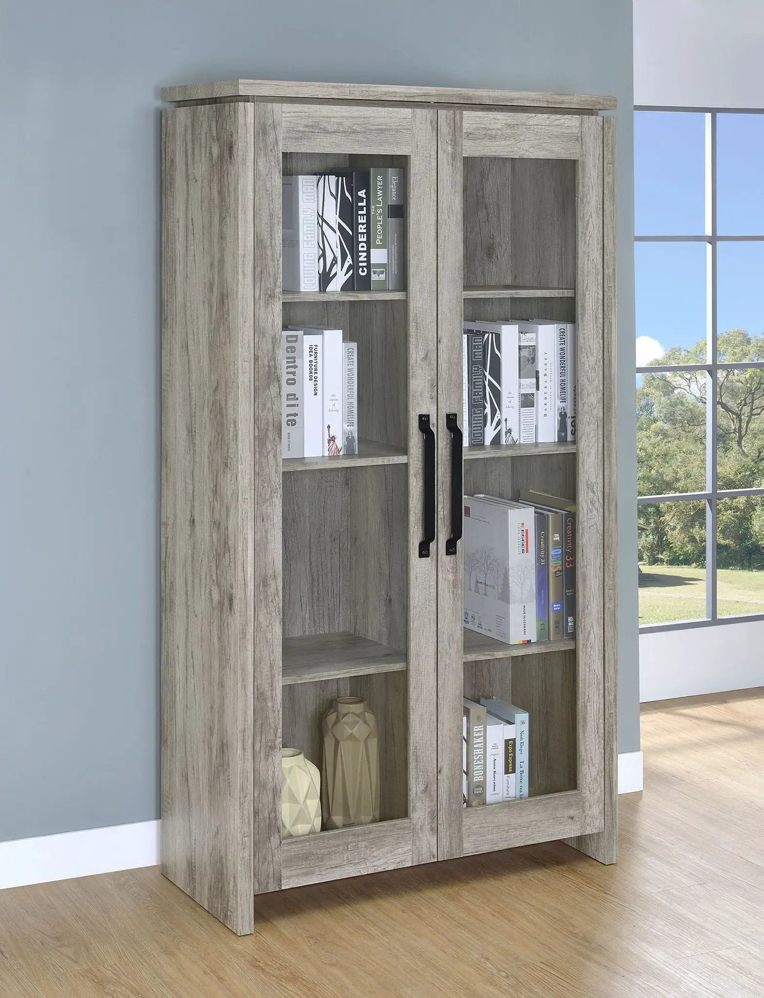 Alejo 2-door Engineered Wood Tall Cabinet Grey Driftwood by Unique Piece Furniture