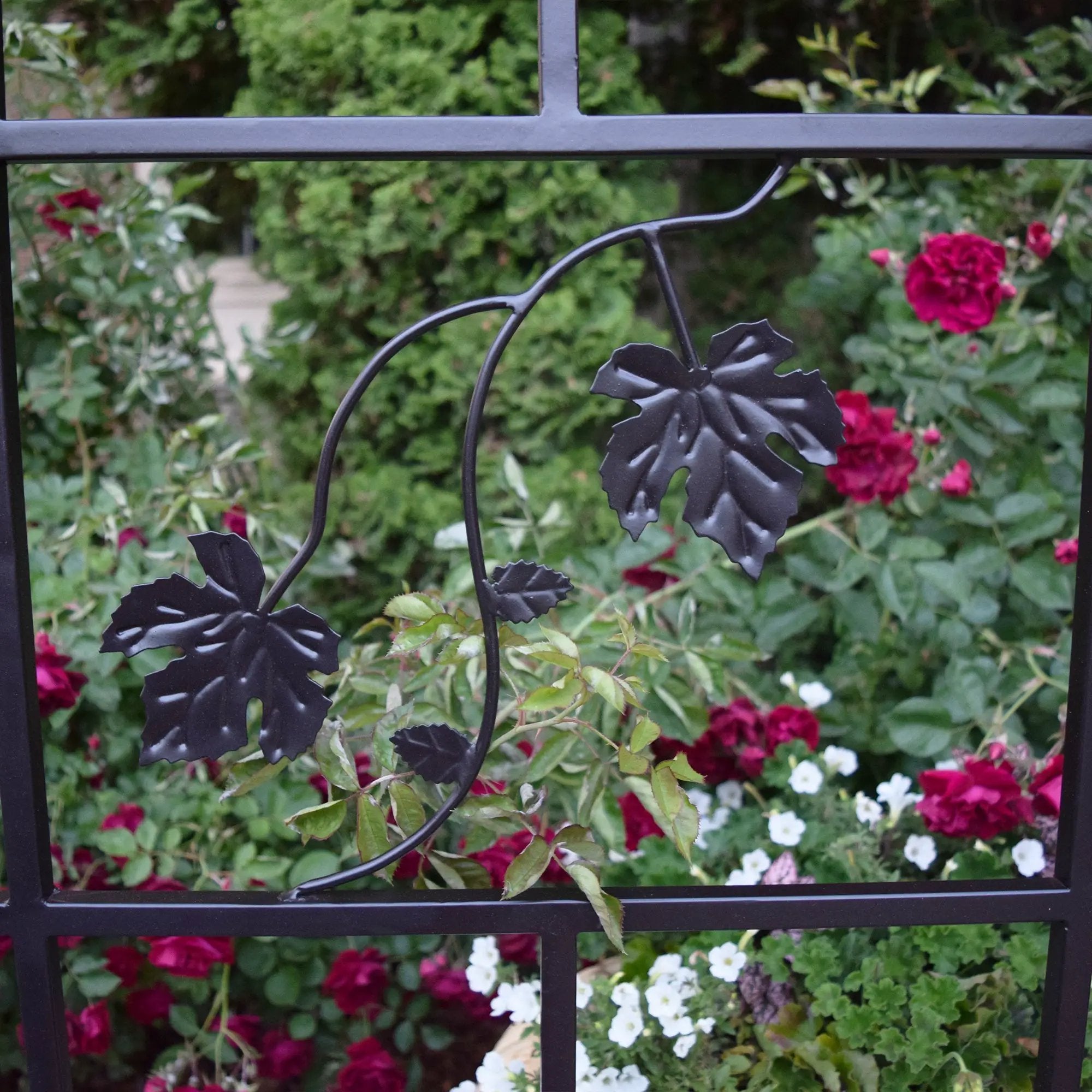 Three Panel Steel Brown Patio Screen Trellis with Flower Pot Holders by Sharicks