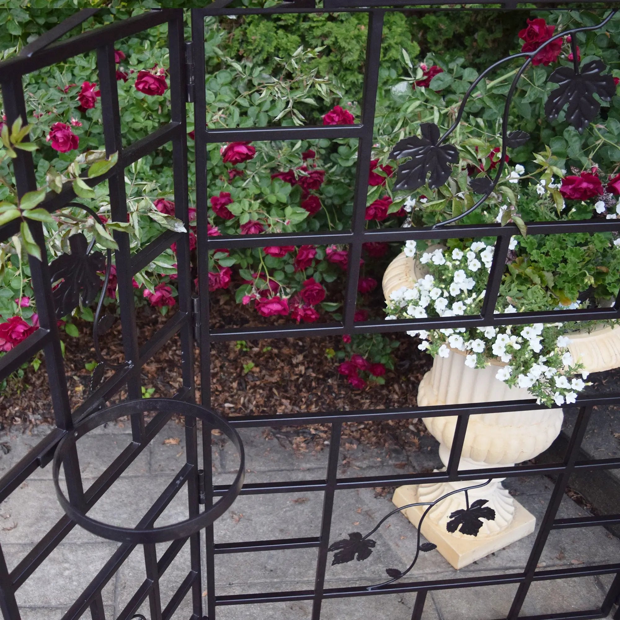 Three Panel Steel Brown Patio Screen Trellis with Flower Pot Holders by Sharicks