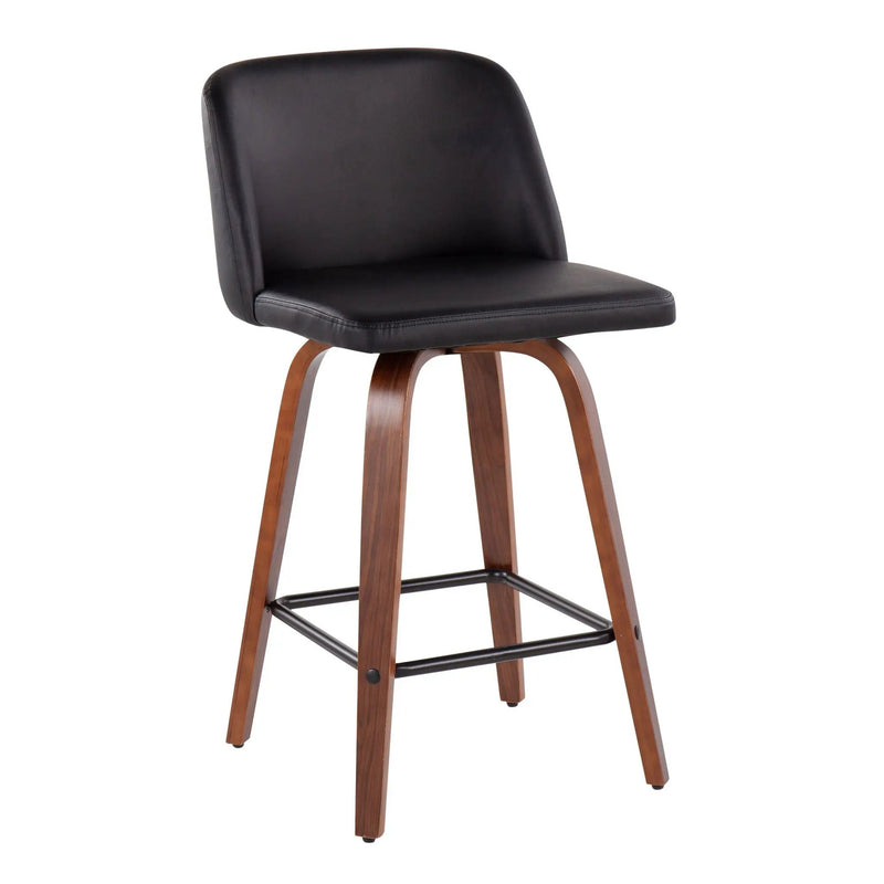 Toriano - Mid Century Modern Fixed Height Counter Stool & Square Footrest (Set of 2) by Unique Piece Furniture