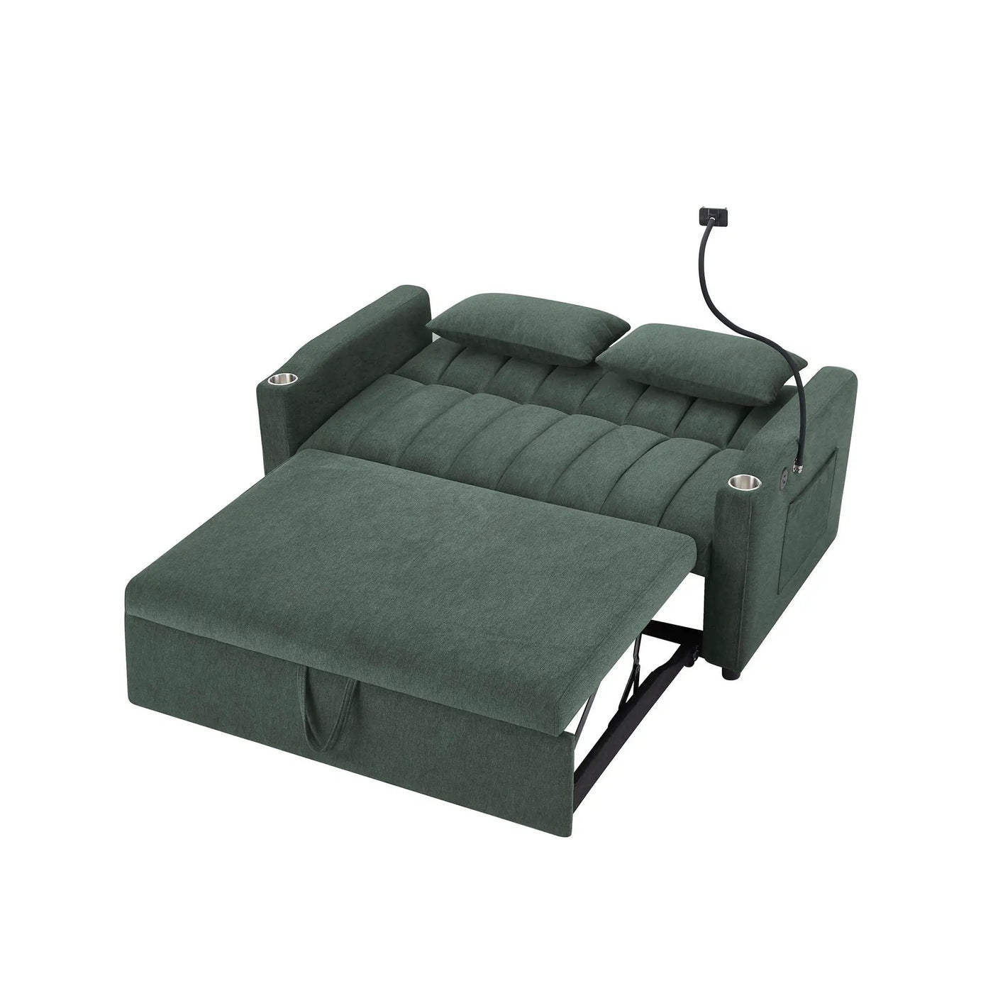 Convertible Sofa Bed Loveseat Sofa With Three USB Ports, Two Side Pockets, Two Cup Holders And 360° swivel Phone Holder For Living Room by HouseOfZazla