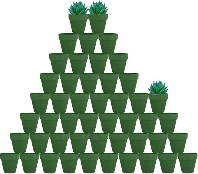 vensovo 48 Pcs 2" Tiny Terracotta & Terra Cotta Pots with Drainage - Green Small Mini Clay Ceramic Pottery Planter Ideal for Indoor/Outdoor Plants, Crafts, Wedding Favors by GreenHaven Gardens