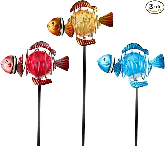 Garden Solar Lights,21.3''H 3Pack Clownfish Outdoor Figurine Lights,Waterproof Garden Decor with Led Lights, Decorative Garden Stake for,Yard,Patio,Lawn by GreenHaven Gardens